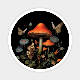 Vintage Goblincore Mushrooms and Butterflies Magnet